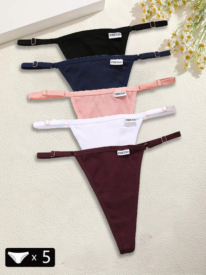 Premium Cotton Thong Panties for Women – 5-Piece Set