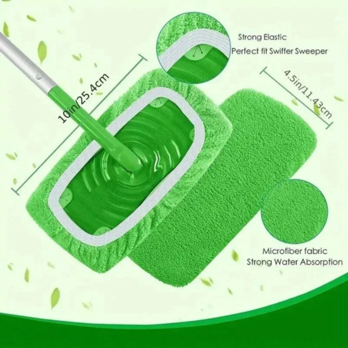 Eco-Friendly Mop Cover Set – 6-Pack Washable Flat Mop Pads for Dusting, Wet Mopping &amp; Pet Hair Pickup, Reusable Alternative to