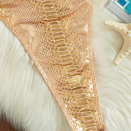 Sexy Gold Shiny Print Backless Swimwear Women One Piece Swimsuit Female Back String Cross High Cut Bathing Swimming Suit Bather