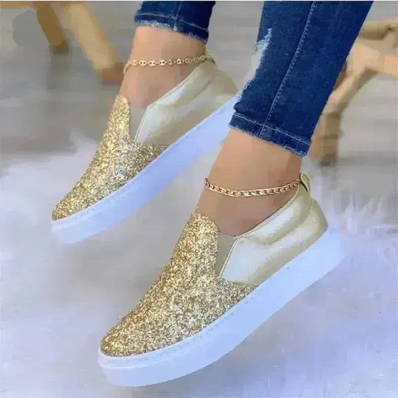 Glitter Moccasin Loafers for Women – Rose Gold, Black &amp; Gold Styles