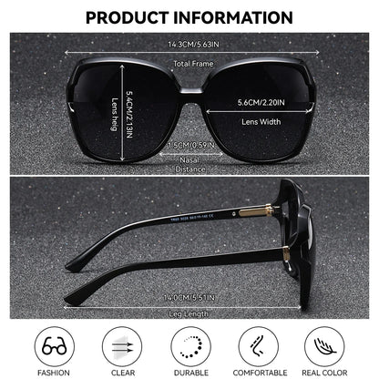 BARCUR Women’s Gradient Butterfly Frame Polarized Fashionable Sunglasses – Trendy Elegant Large PC Elliptical Design with UV400 Protection for Summer Travel Beach Shopping &amp; Summer Style – White Gift Box Included