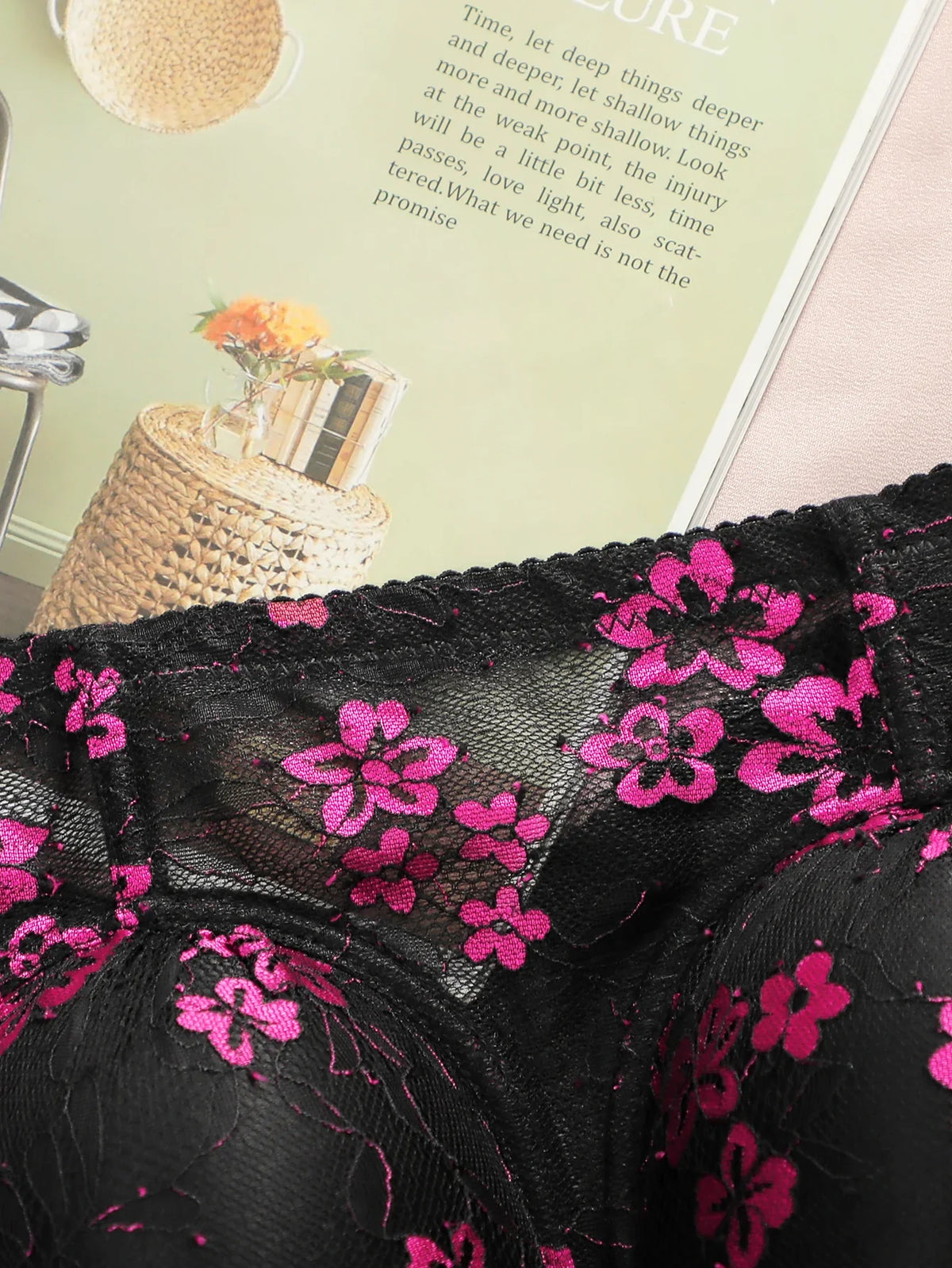 Chinese style new Chinese lace underwear floral bra half cup gathering pull up women&