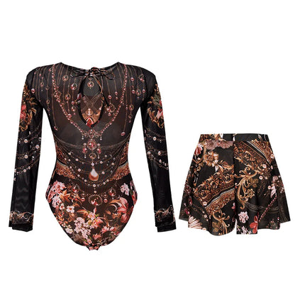 Long Sleeve Swimsuit Women Swimwear 2026 Sexy Bikinis Female Biquini Patchwork Swim Suits Print Surf Bodysuit Beachwear