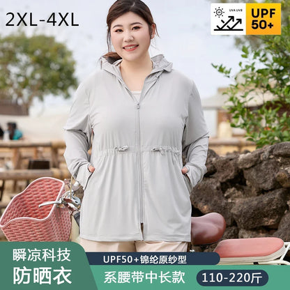 Ice Silk Long Sleeve Sunscreen Clothing 3XL 4XL UPF 50+ UV Protection Thin Breathable Sun-Proof Coat Ice Silk Sunscreen Jacket