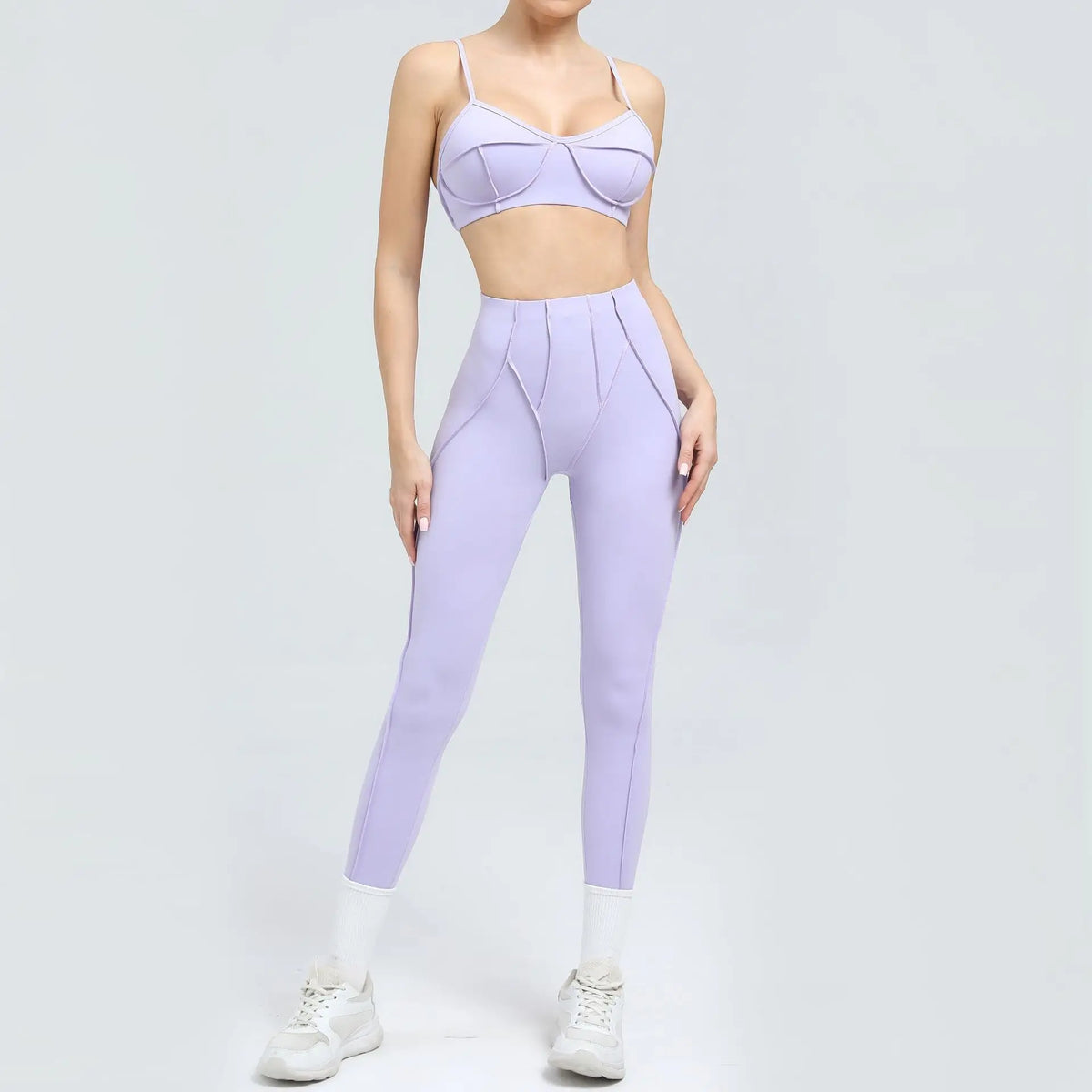 2-Piece Yoga Set – Open Back Sports Bra &amp; High Waist Shorts