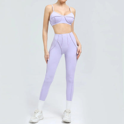 2-Piece Yoga Set – Open Back Sports Bra &amp; High Waist Shorts