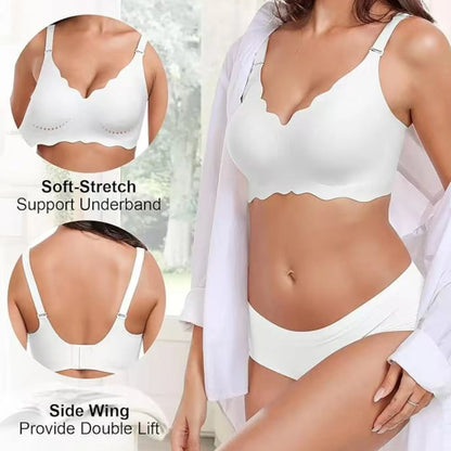 Plus-size Jelly-like Wire-free Bra Thin Molded Cups with A Wire-free Design Comfortable and Breathable Underwear Push Up