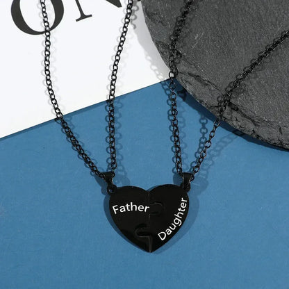 Father Mom Son Daughter Family Necklace Love Heart Puzzle Pendant Necklace Stainless Steel Jewelry for Women Mother&