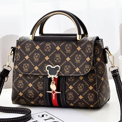 Monogram Print PU Leather Shoulder Bag For Women With Single Strap Casual Tote Bag - Versatile Everyday Accessory