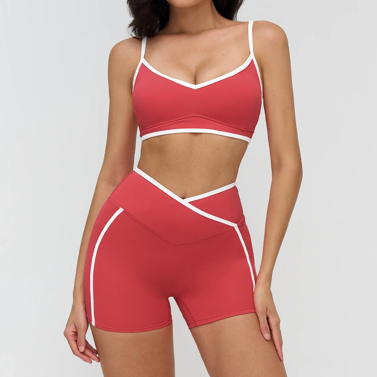 Patchwork Backless Yoga Sets Women Sportswear High Waist Gym Scrunch Bum Shorts Set Female Fitness Sports Suit Workout Clothes