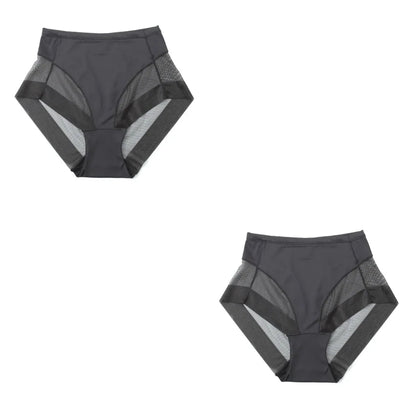 2Pcs/Set Women High Rise Briefs Panties Tummy Control Underwear Hip Shaping Sheer Mesh Panel Shapewear Sexy Lingerie S-3XL