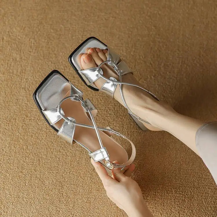 Summer New Model Fashion Middle Heeled Women&