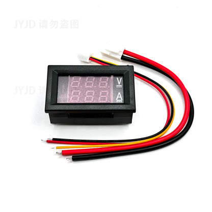 DC 0-100V 10A Digital Voltmeter Ammeter Dual Display Voltage Detector Current Meter Panel Amp Volt Gauge 0.28" Red Blue LED