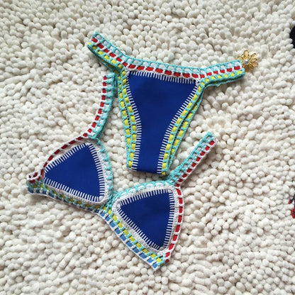 Micro Bikini 2026 Women Handmade Crochet Knit Swimwear Beach Push Up Bra Patchwork Bathing Suit Swimsuit Biquini Thong Bikini