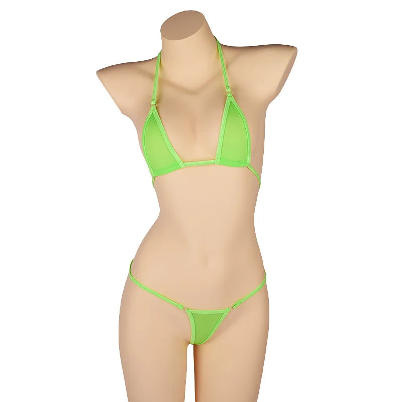 DEKA Solid Transparent Bikini Women Mini Micro Bikini Set Bandage Thong Underwear G-String Bra Swimsuit Brazilian Swimwear