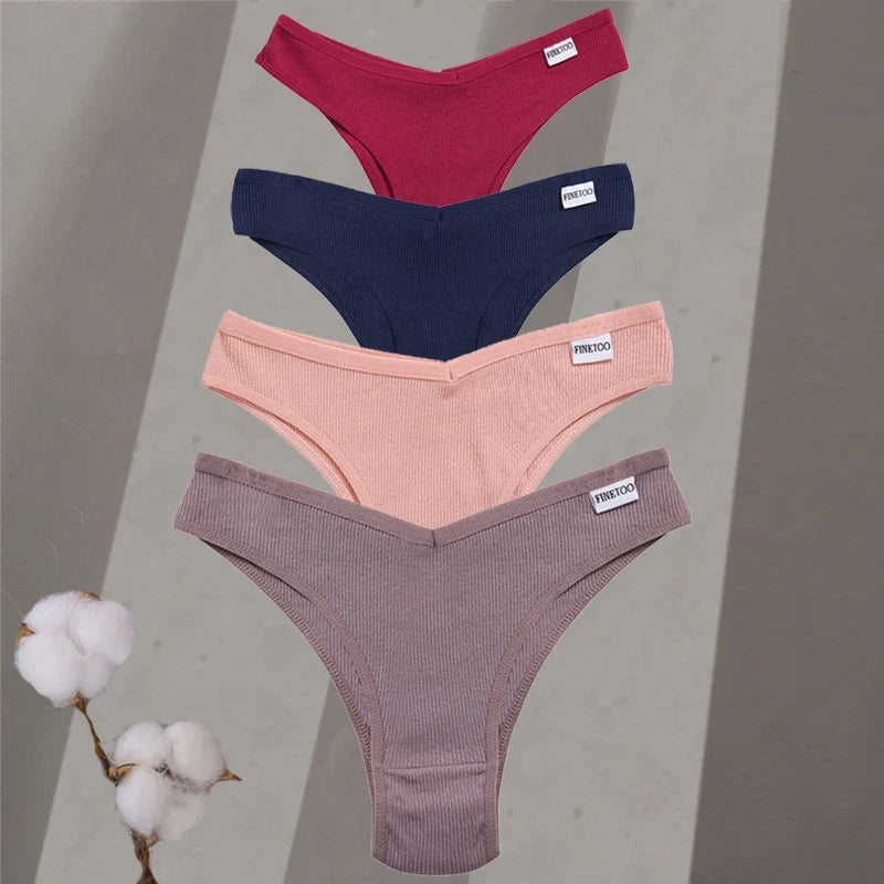 Premium Cotton Brazilian Panties – 4-Piece Set for Women