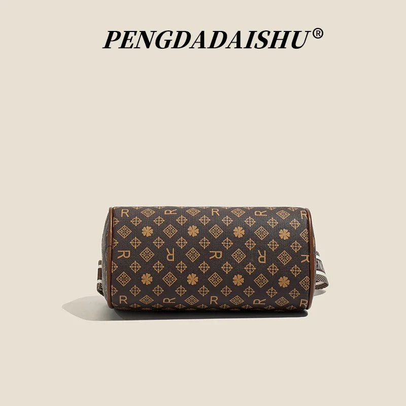 Alphabet Print Shoulder Bag For Women Rectangular Polyester Crossbody With Interior Slot Pocket