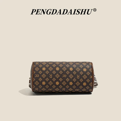 Alphabet Print Shoulder Bag For Women Rectangular Polyester Crossbody With Interior Slot Pocket