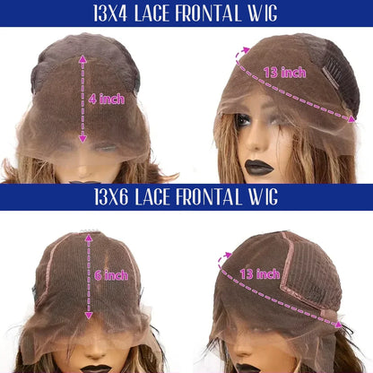 P4/27 Highlight Body Wave 40 Inch Long-length &amp; 200% High Density Human Hair Wigs HD Transparent Skin-melt Swiss Lace Frontal Wig