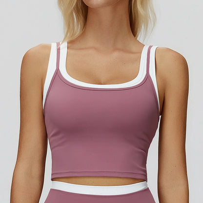 Color Blocked Fitness Bra Workout Tops Gym Underwear Fitness Sports Bras Athletic Sport Bra Women Backless Gym Yoga Crop Top