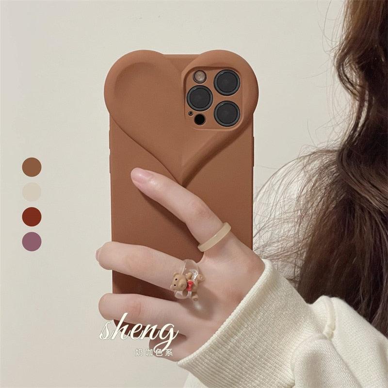 Fashion Cool Black Love Heart Phone Case For iPhone 14 13 Pro Max 12 11 XR XS Dustproof Soft Shockproof Back Cover  Luxury Soft Back Cover Raised Full Camera Protection Bumper Silicone Shockproof Phone Case
