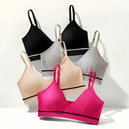 Women Cotton Tube Tops Wire Free Bra Solid Color Adjusted Straps Lingerie Breathable Underwear Push Up Tube Bra Cropped Top