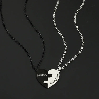 Father Mom Son Daughter Family Necklace Love Heart Puzzle Pendant Necklace Stainless Steel Jewelry for Women Mother&