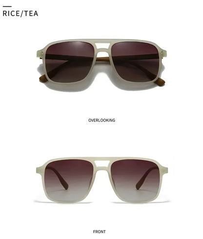 SO&amp;EI Fashion Double Bridges Square Rivets Women Sunglasses Retro Men Gradient Shades UV400 Sun Glasses