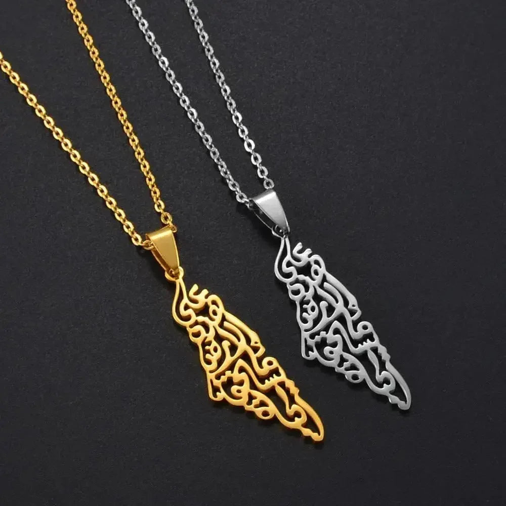 Palestine Map Necklace - Stainless Steel Pendant - Hypoallergenic &amp; Dainty
