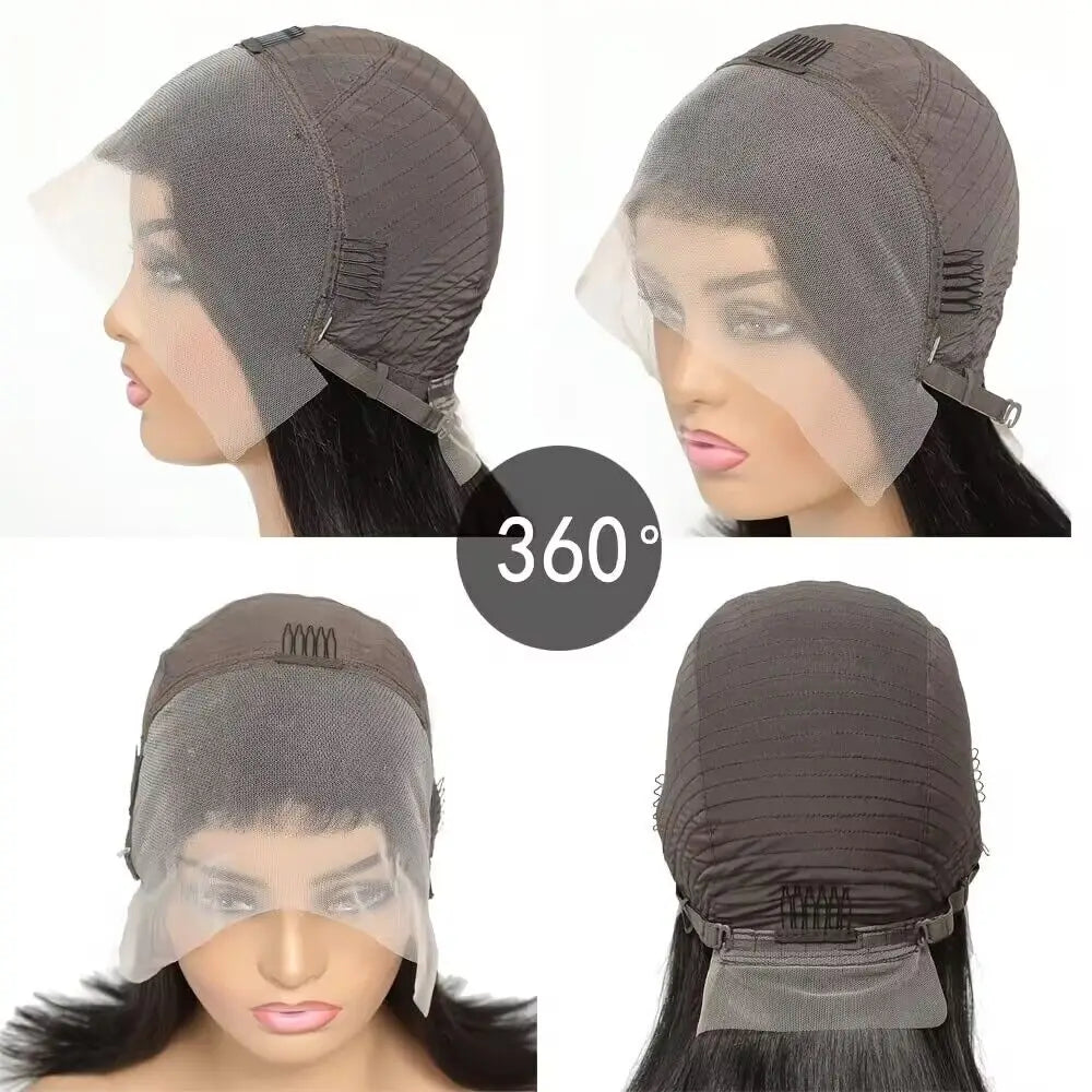 13x4 Lace Front Wig Human Hair Transparent Frontal Wig Pixie Cut Wigs Natural Wave Short Layered with Bangs Wig for Women