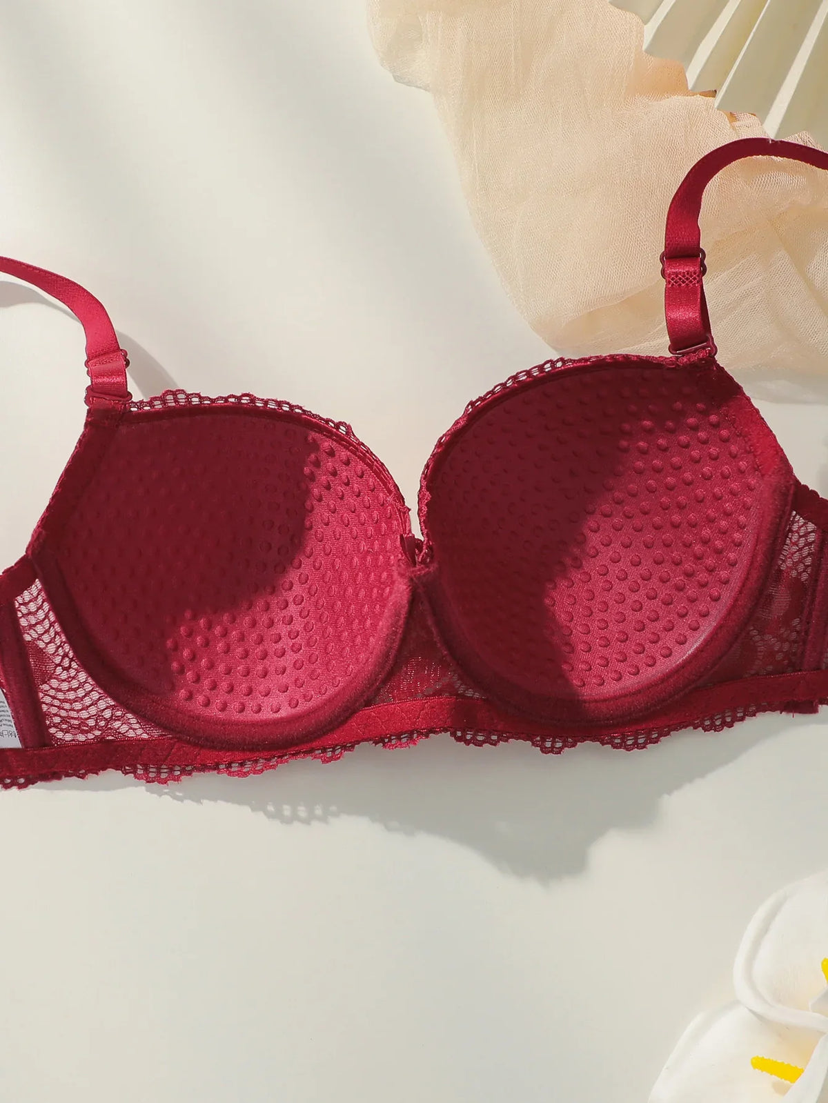 2-piece hot selling lace gathering and lifting bra set sexy women&