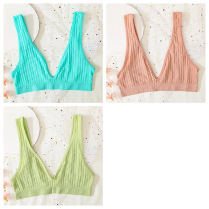 3pcs/lot Seamless Bra Push Up Bras For Women Deep V-neck Bralette Sexy Lingerie Female Low Back Sleep Underwear Unlined Crop Top