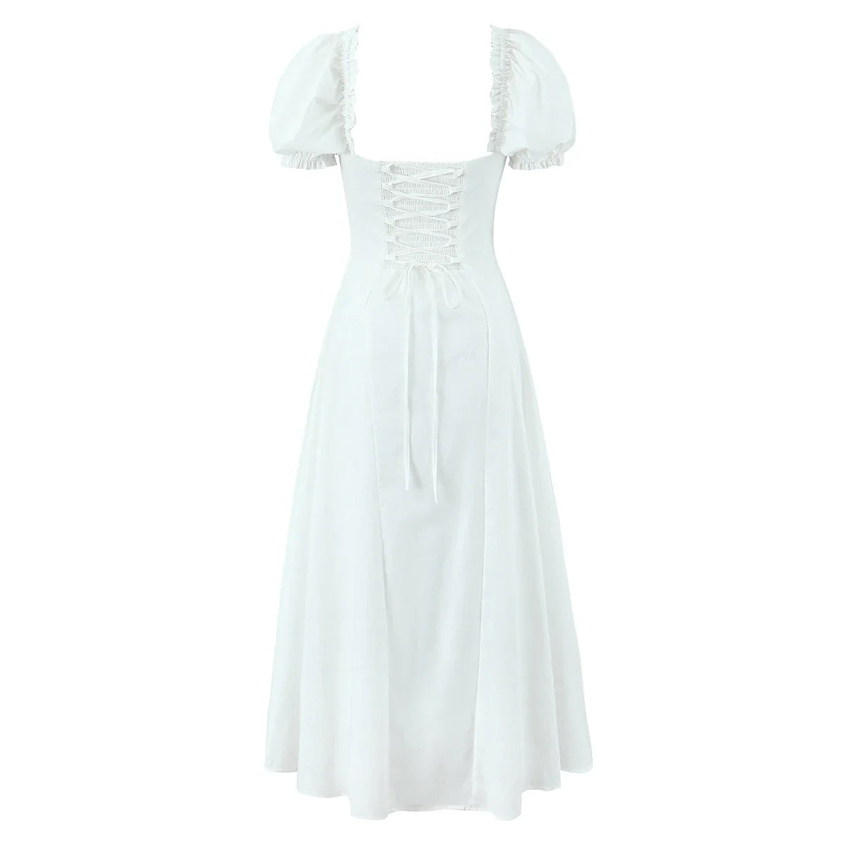 Bowknot Ruffles Light Blue Midi Dress Women&