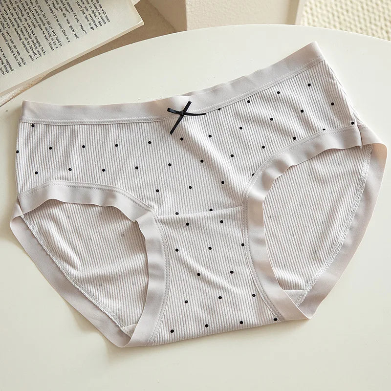 4pcs New Arrival Mid Waist Dot Print Underwear Ladies Sexy Panties for Women Comfortable Girls Briefs Intimates Lingerie