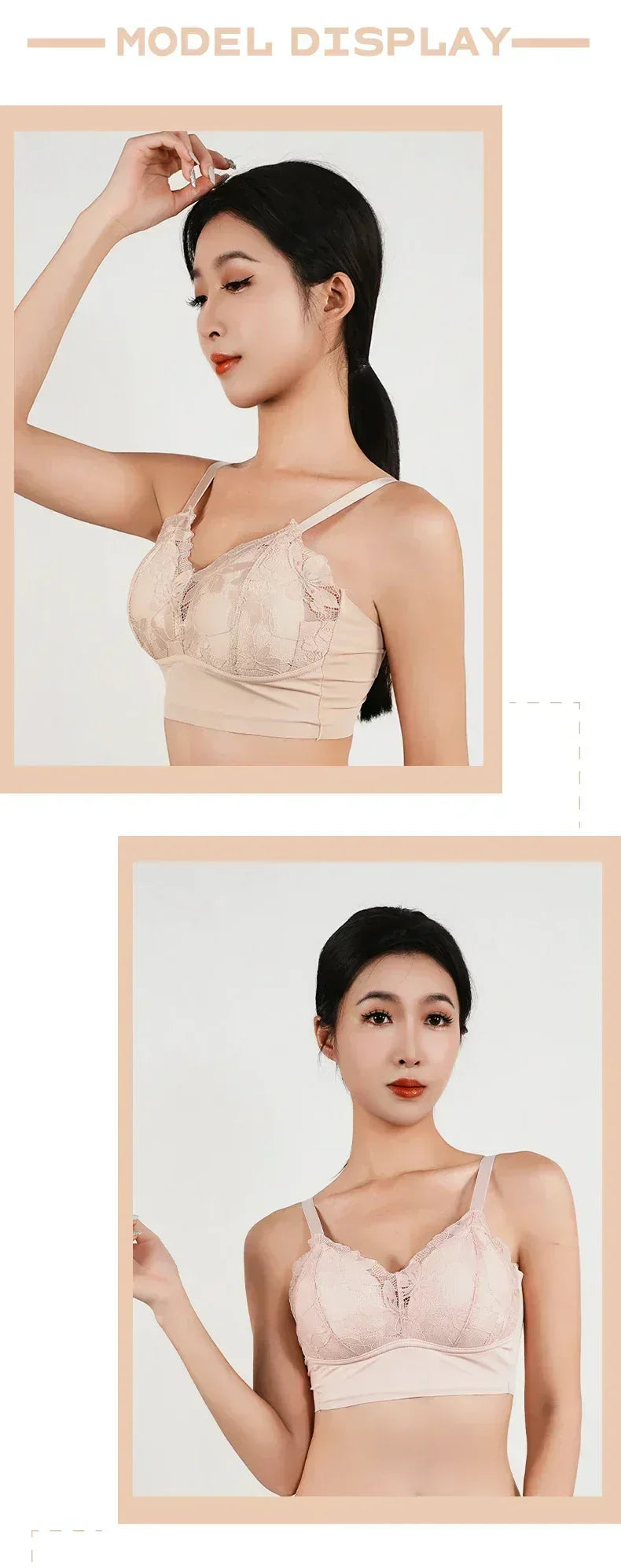 Hot Full Cup Thin Underwear Small Bra Plus Size Wireless Adjustable Lace Women&