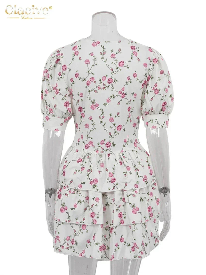 Clacive Summer Slim Print Women&