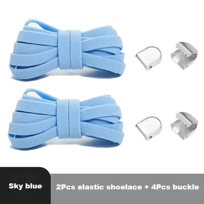 1 Pair Flat Elastic No-Tie Shoe Laces for Sneakers Tennis Shoes Quick Clip-On Shoelaces Accessories for Kids &amp; Adults