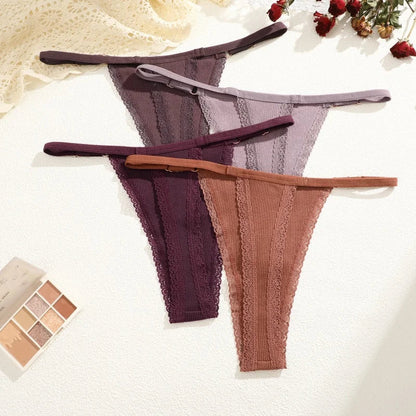 Comfortable Cotton Lace G-String Panties for Women