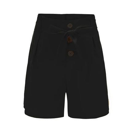 Y2K Solid Button Front Shorts Tie Waist Beach Summer High Waist Shorts Women&