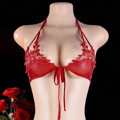 Hot Sexy Underwear Fancy Porn Bra Set Transparent Crotchless Women&
