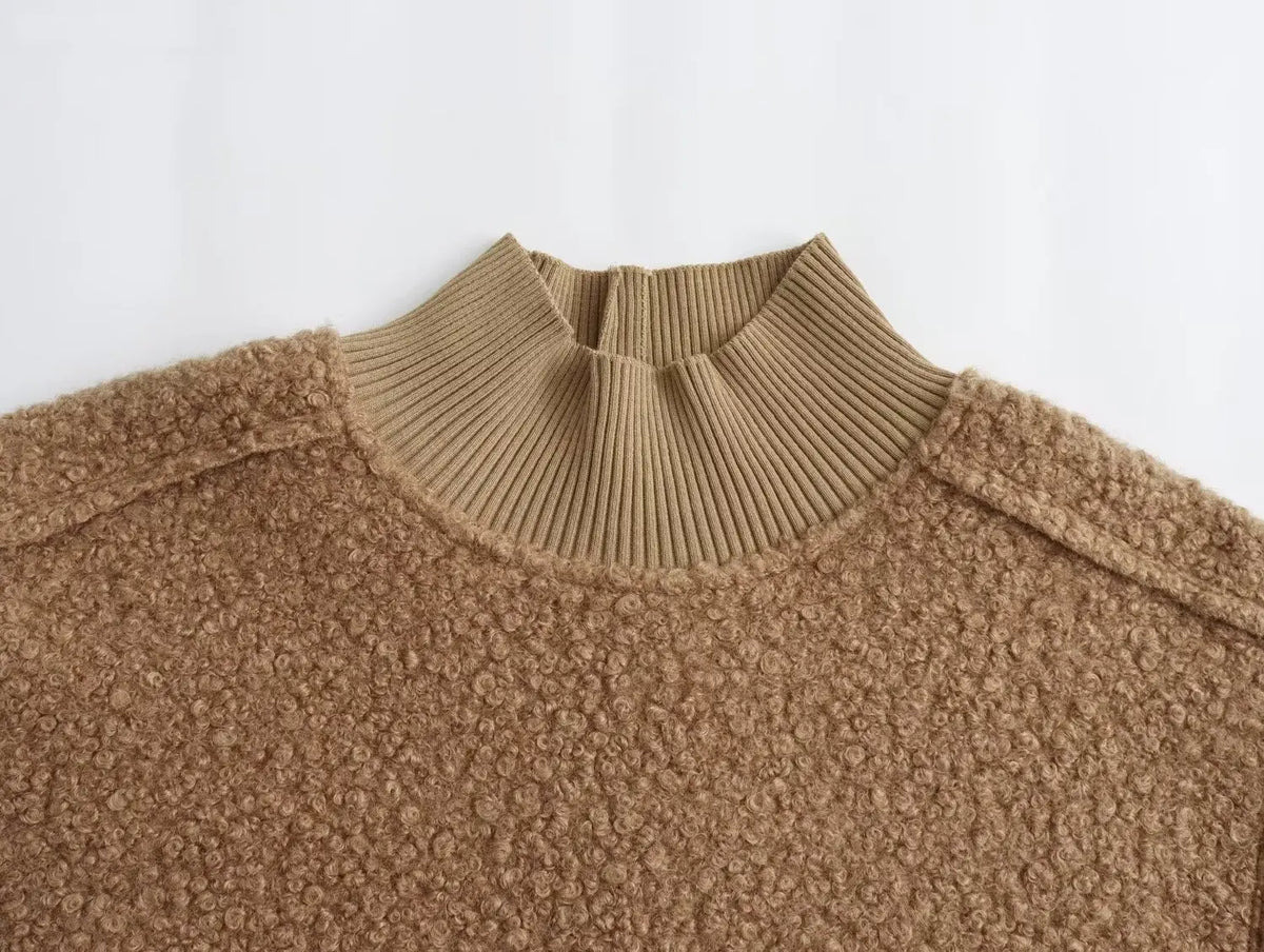 Foridol Turtleneck Fluffy Hoodie for Women Autumn Casual Loose Pullovers Female Basic Fashion Winter Women&