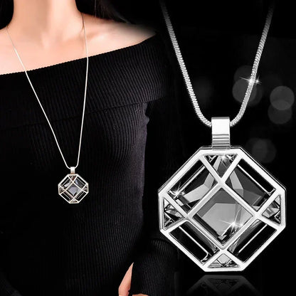 New Arrival Long Necklaces for Women 2024 Fashion Gray Crystal Choker Collier Femme Statement Necklaces &amp; Pendants Accessories
