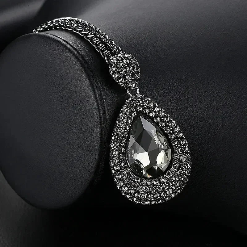 New Arrival Long Necklaces for Women 2024 Fashion Gray Crystal Choker Collier Femme Statement Necklaces &amp; Pendants Accessories