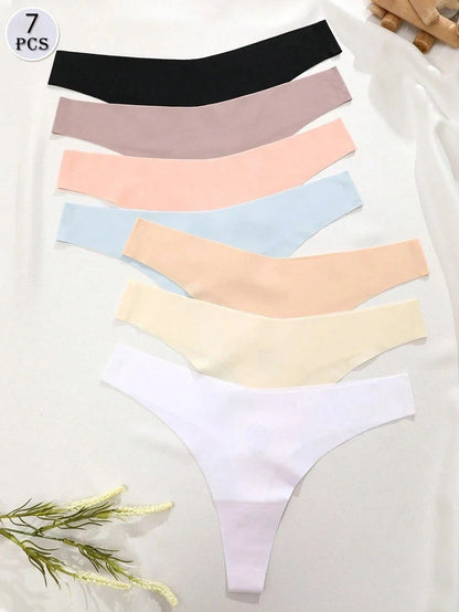 7-Piece Seamless Ice Silk Panties Set for Women