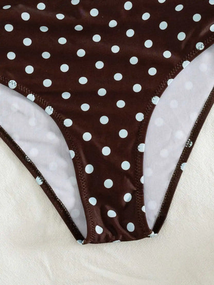 Sexy Black Polka Dot Print Bikini Set 2026 Women Pleate Push Up Drawstring Side High Waist Swimsuit Beach Bathing Suit Swimwear