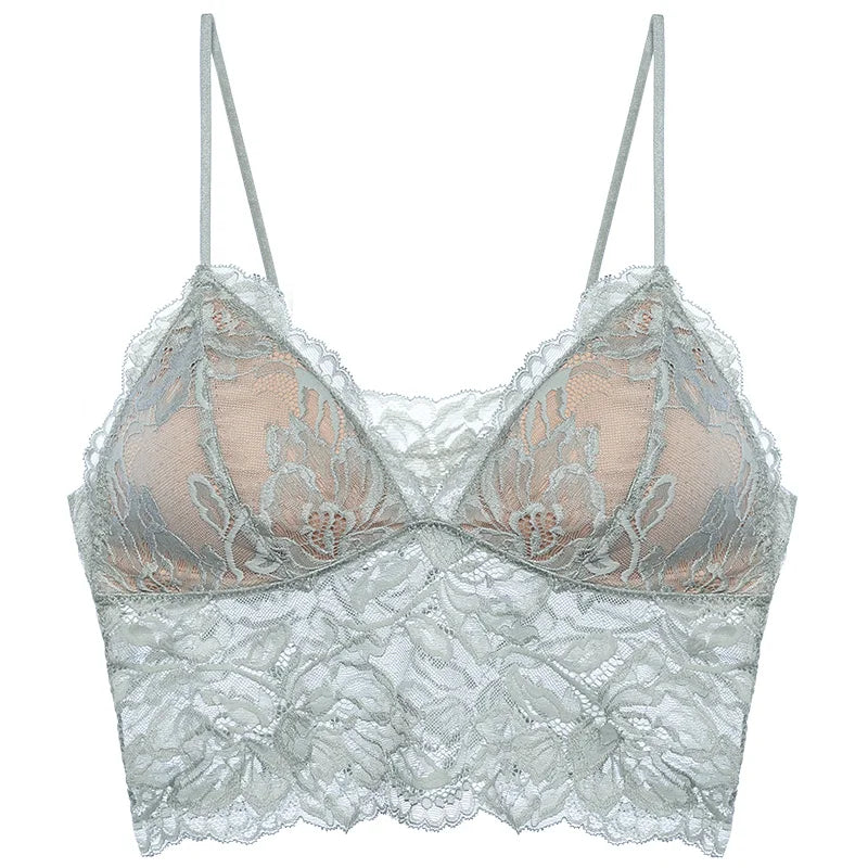 Sexy Backless Bralette French Sheer Mesh Halter Top Wireless Comfortable No Show Anti Nipple Bra &amp; G String Australia Hot MOYISU