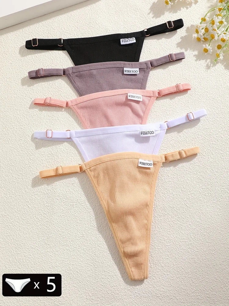 Premium Cotton Thong Panties for Women – 5-Piece Set