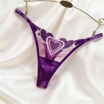 Embroidery Heart Thin Sexy Girls G String Thong Panties Women Briefs Hollow Out Transparent Underwear Female Lingerie