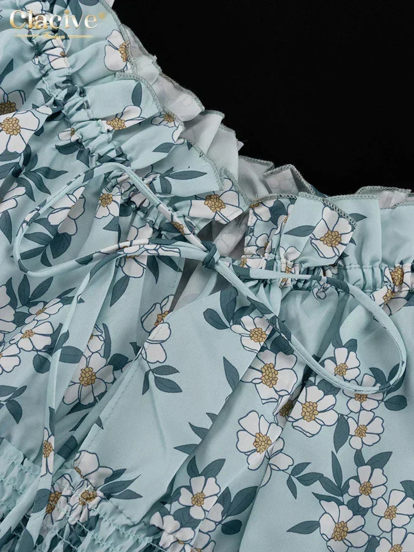 Clacive Summer Slim Print Women&
