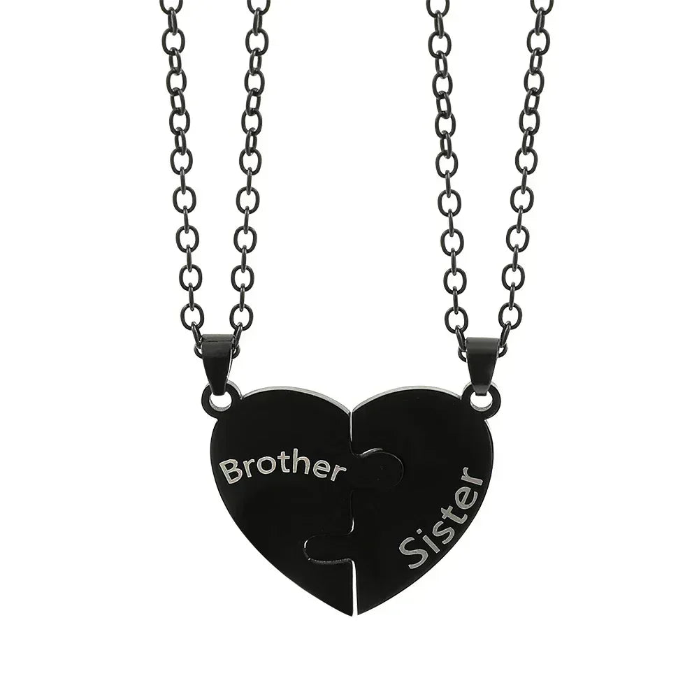 Father Mom Son Daughter Family Necklace Love Heart Puzzle Pendant Necklace Stainless Steel Jewelry for Women Mother&